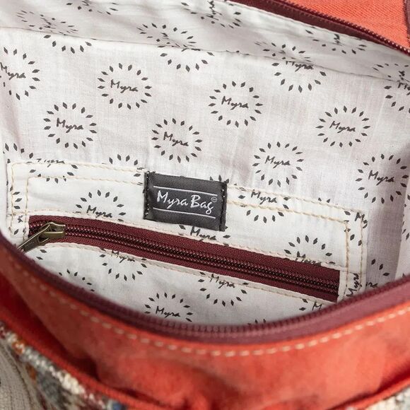 Myra Bag Handmade Rio Backpack Upcycled Canvas & Cowhide Leather main image 8